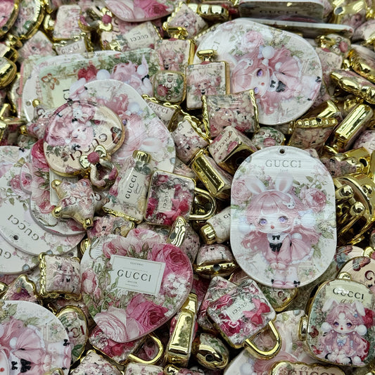 Acrylic beads-Gold-trim GG (for beadable pens, keychains, phone chains)